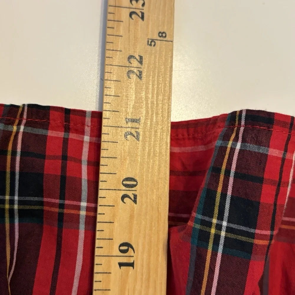 Old Navy Tartan Plaid Puff Sleeve Top Womens M Preppy Holiday Heritage Peplum